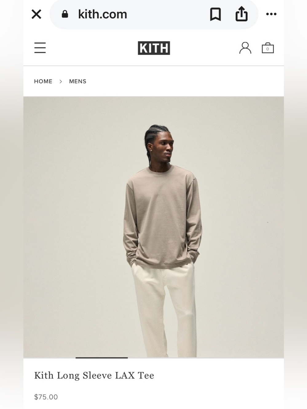 Kith Long Sleeve Cut Off Tee in Sandrift size XXL